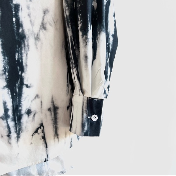 Tie dye black white print button down shirt - Picture 3 of 9